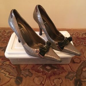 Paolo Italian Designer Brown Sequined Pumps
